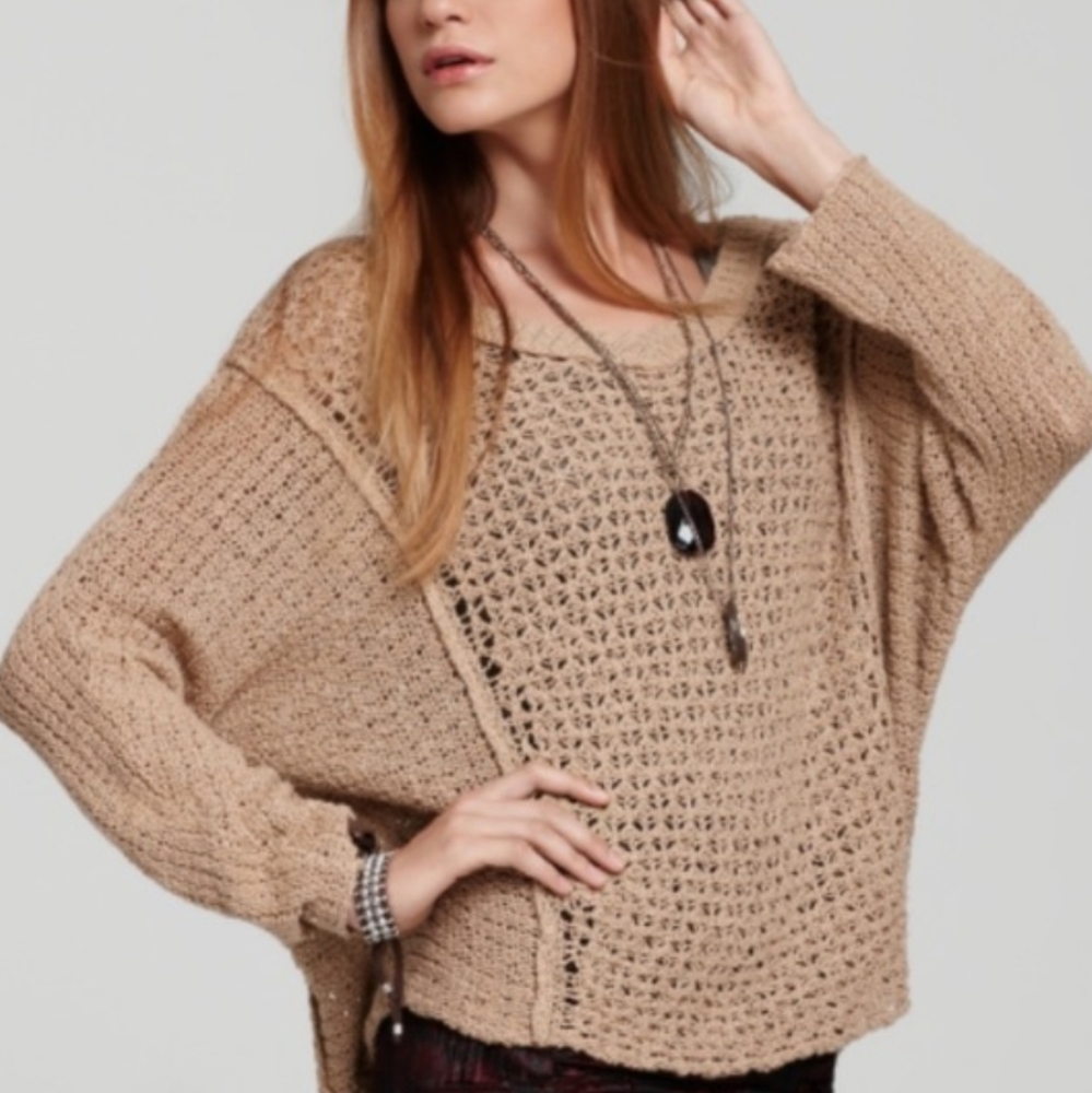 Free People wideknit crochet slouchy sweater